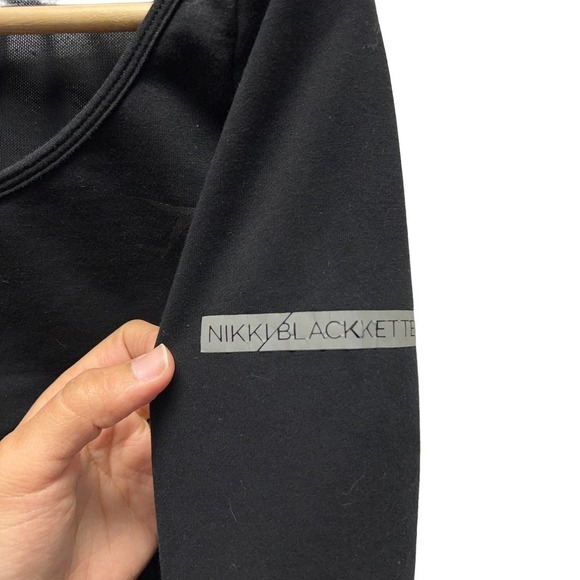 Gymshark Nikki Blackketter Jumper Crop Top Long Sleeve Black - Picture 6 of 10